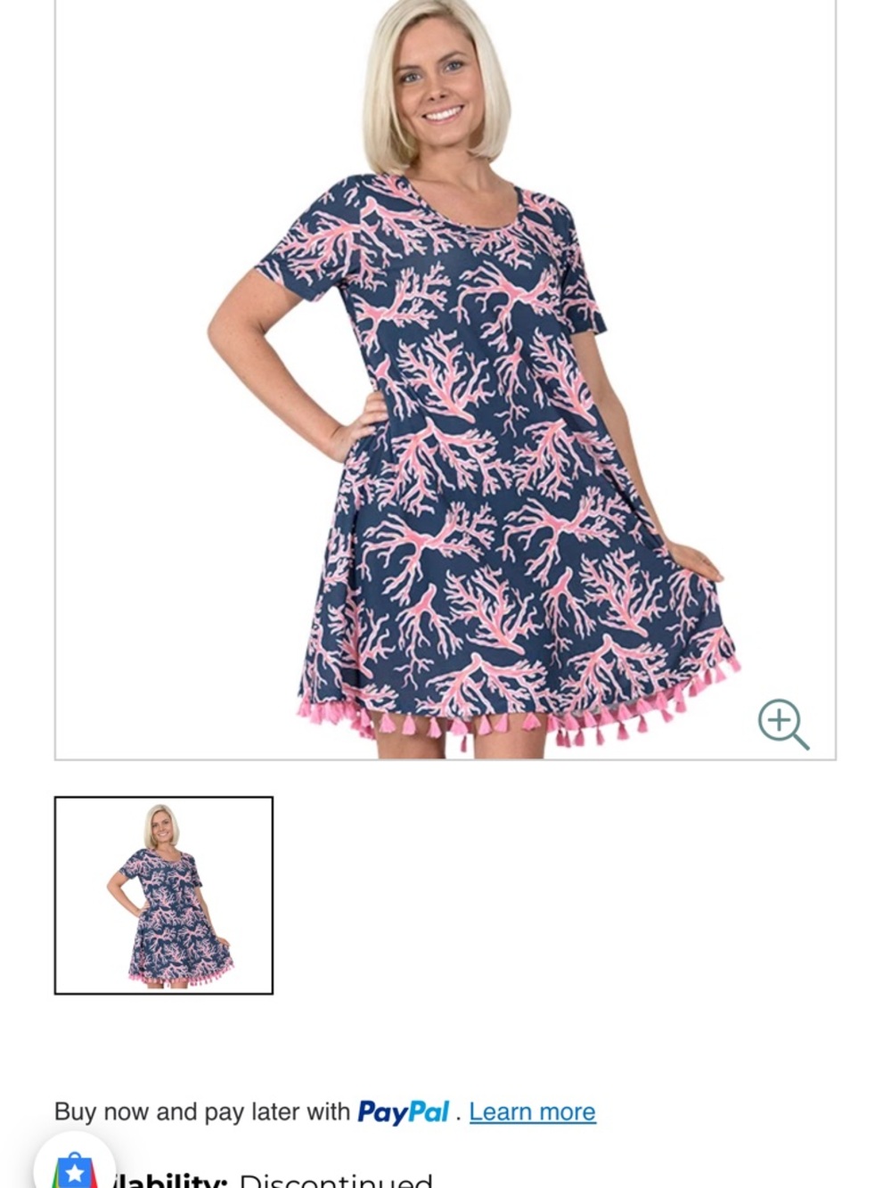 SIMPLY SOUTHERN Naples Navy & Pink Coral Reef Short Sleeve Dress Cover Up Sz M